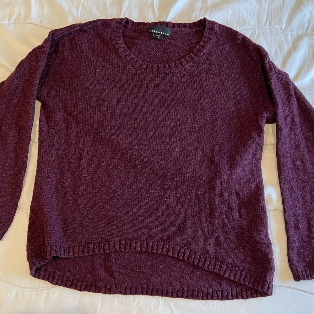 Attention Purple High Low Woven Sweater